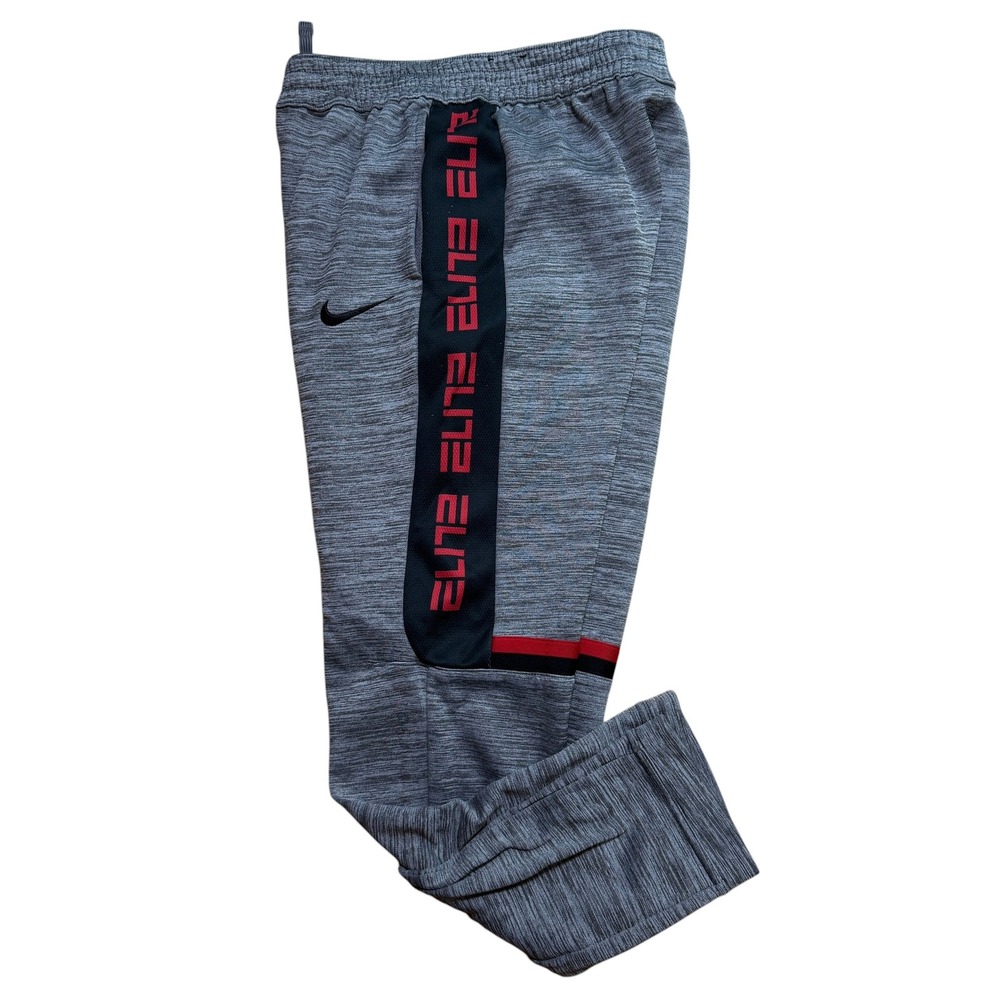 Nike Athletic Pants Youth XL Gray EUC Elite Dri Fit Fleece Joggers BV3420-056